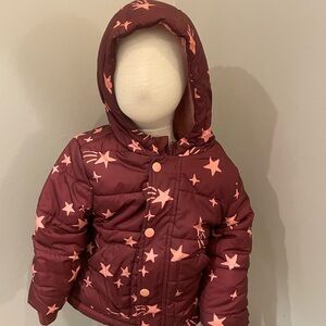 Cat and Jack Star Patterned Puffer Jacket with Hood